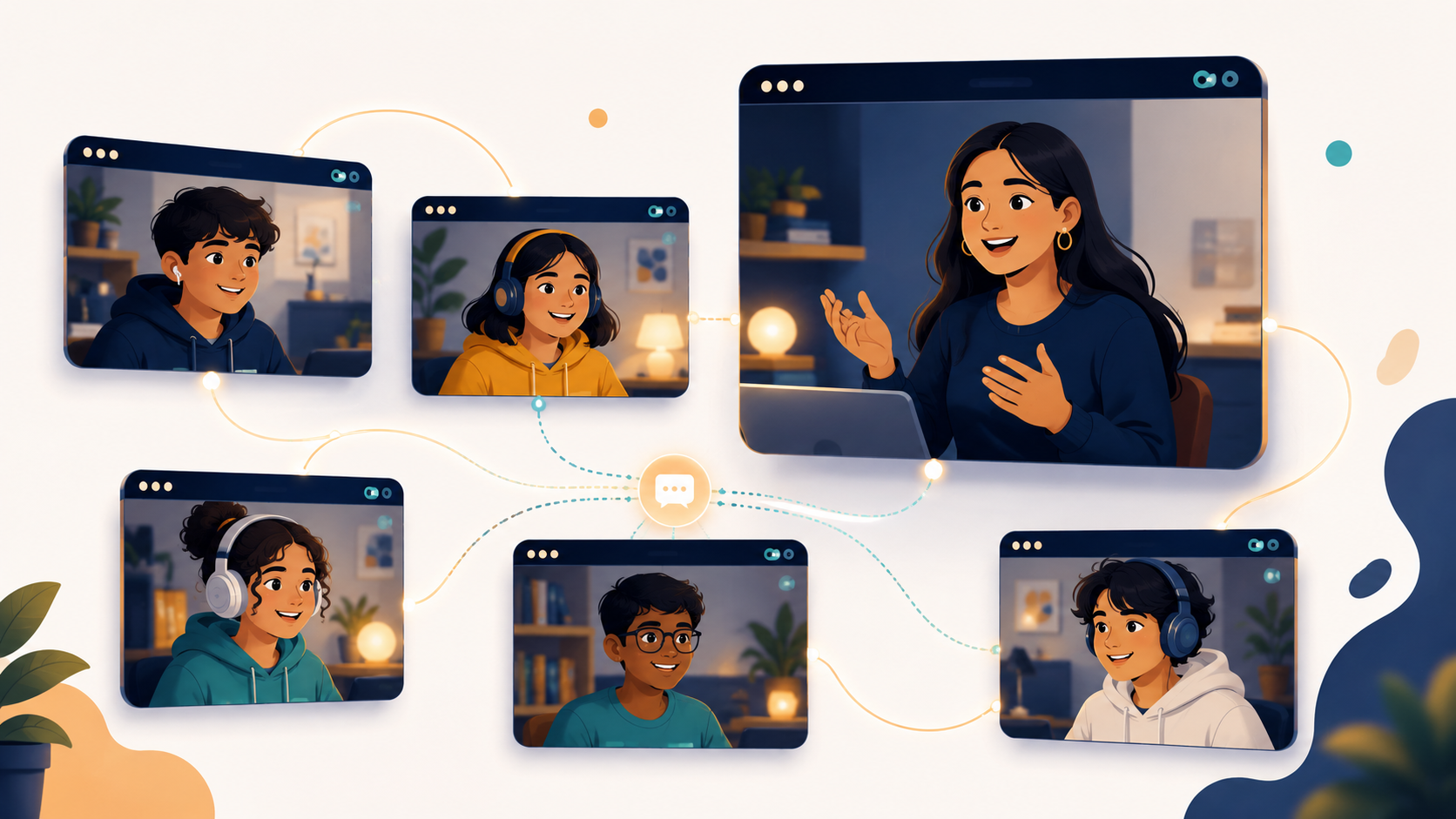 A live online class with a small group of students and their trainer